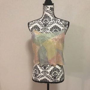 Sequins Spaghetti Strap Crop Top